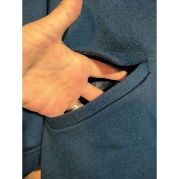 London Fog Navy Blue Long Trench Coat 100% Wool Vintage 14 Petite Made in USA - Picture 5 of 8